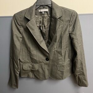 Anne‎ Klein Size 14P Wool PinstripeGray Blazer Jacket 1 Button Lined Women's NWT